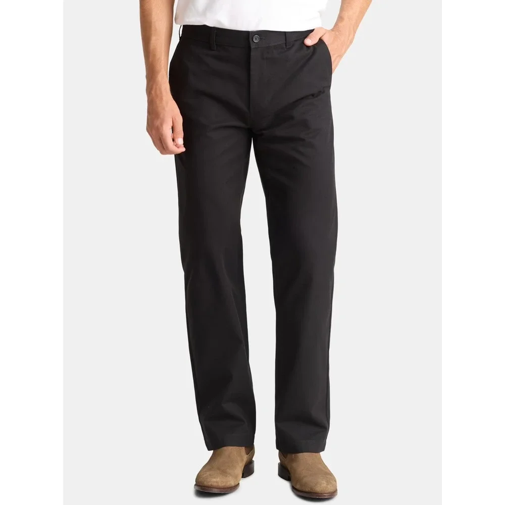 George Mens Wrinkle Resistant Flat Front Khaki Pants Black Soot Size 36 x 30